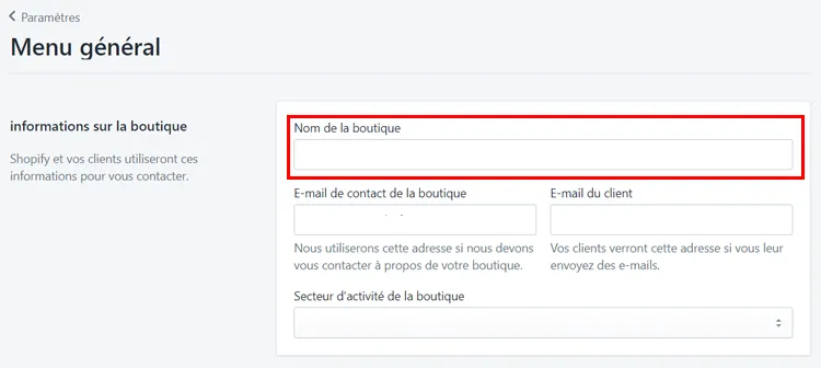 nom de la boutique shopify