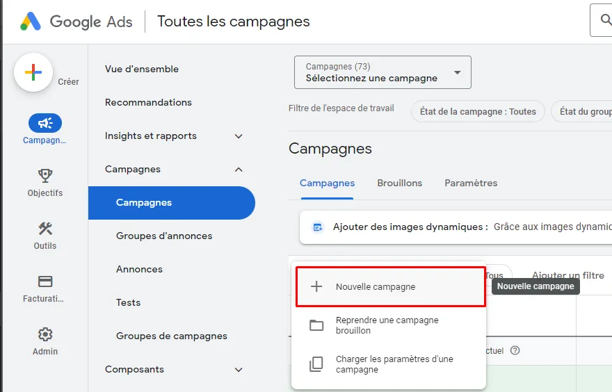campage branding google ads interface