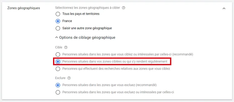 personnes ciblées avec google ads