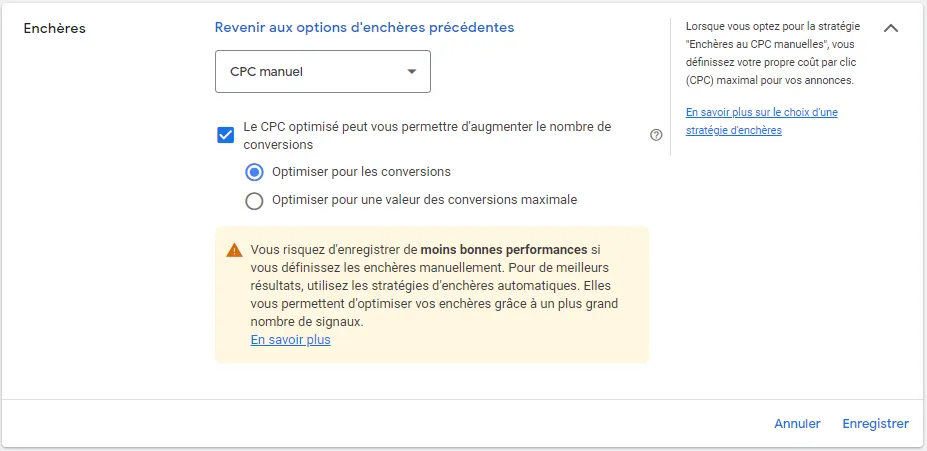 coût par clic manuel google ads
